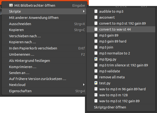 Screenshot Nautilus scripts