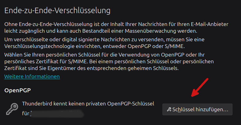 Bildschirmfoto 1: Schlüssel hinzufügen