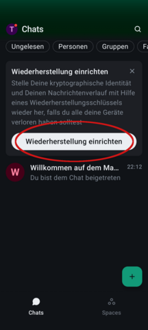 Wiederherstellung einrichten